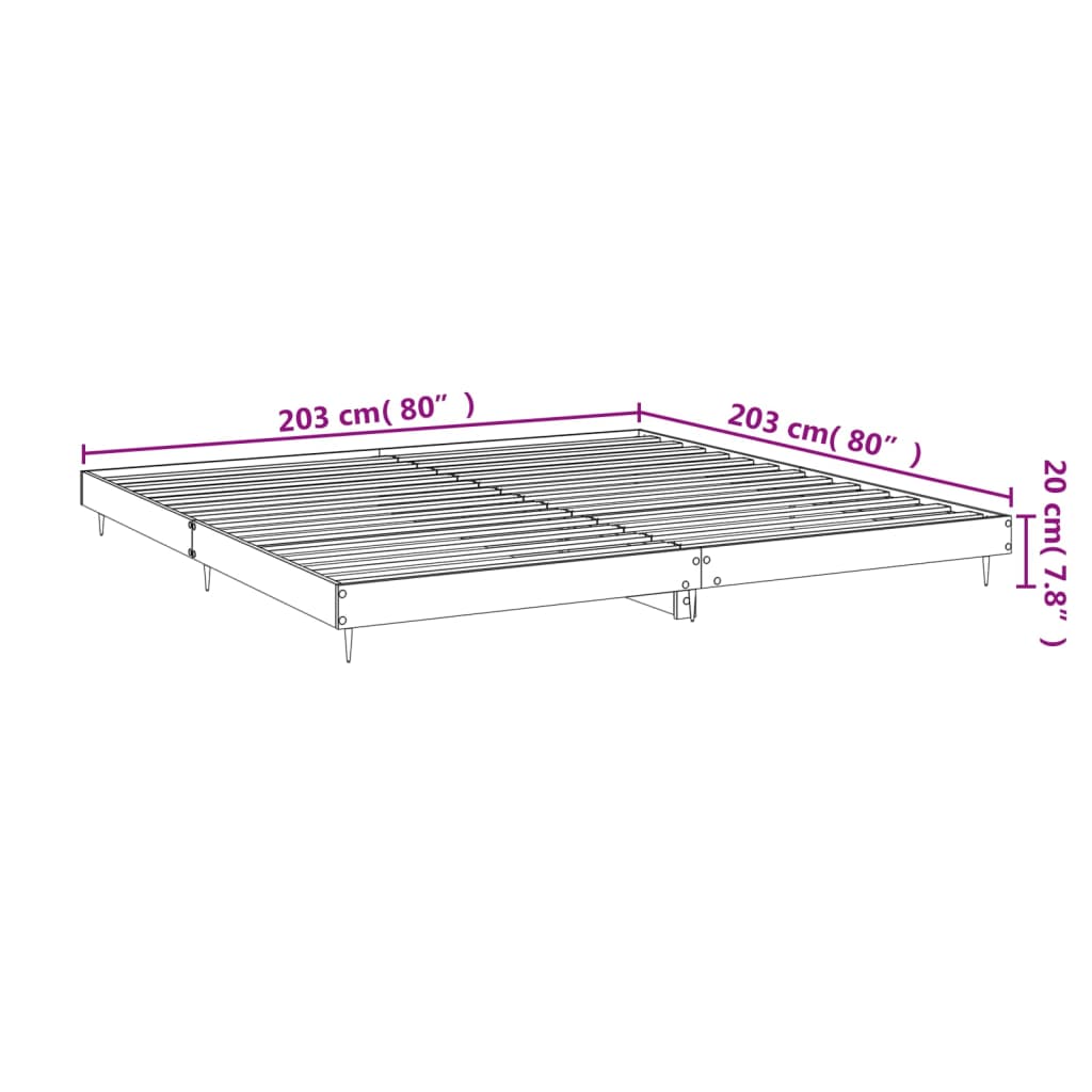 Rám postele šedý sonoma 200 x 200 cm kompozitní dřevo