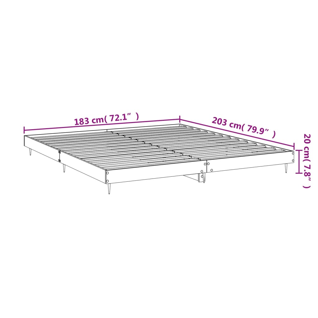 Posteljni okvir bel 180x200 cm inženirski les