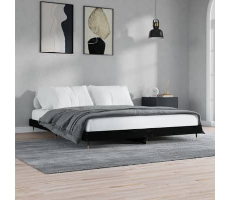 vidaXL Bed Frame Black 180x200 cm Super King Engineered Wood