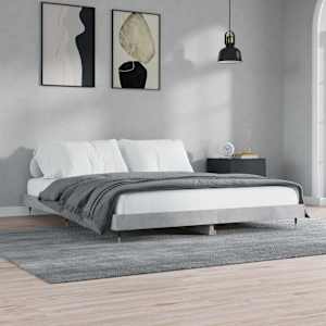 vidaXL Karyola Beton Grisi 180x200 cm Kompozit Ahşap