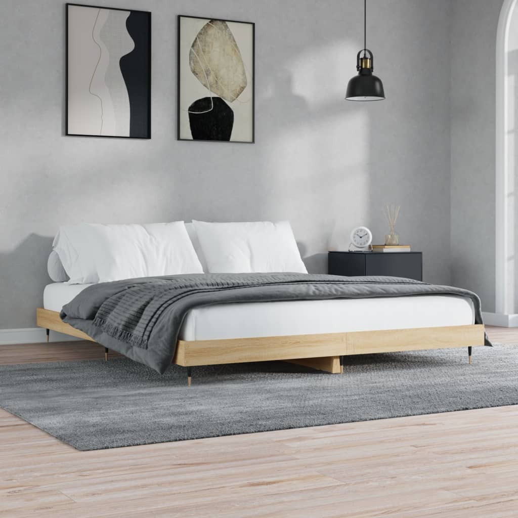 Thumbnail - vidaXL Bettgestell ohne Matratze Sonoma-Eiche 150x200 cm Holzwerkstoff