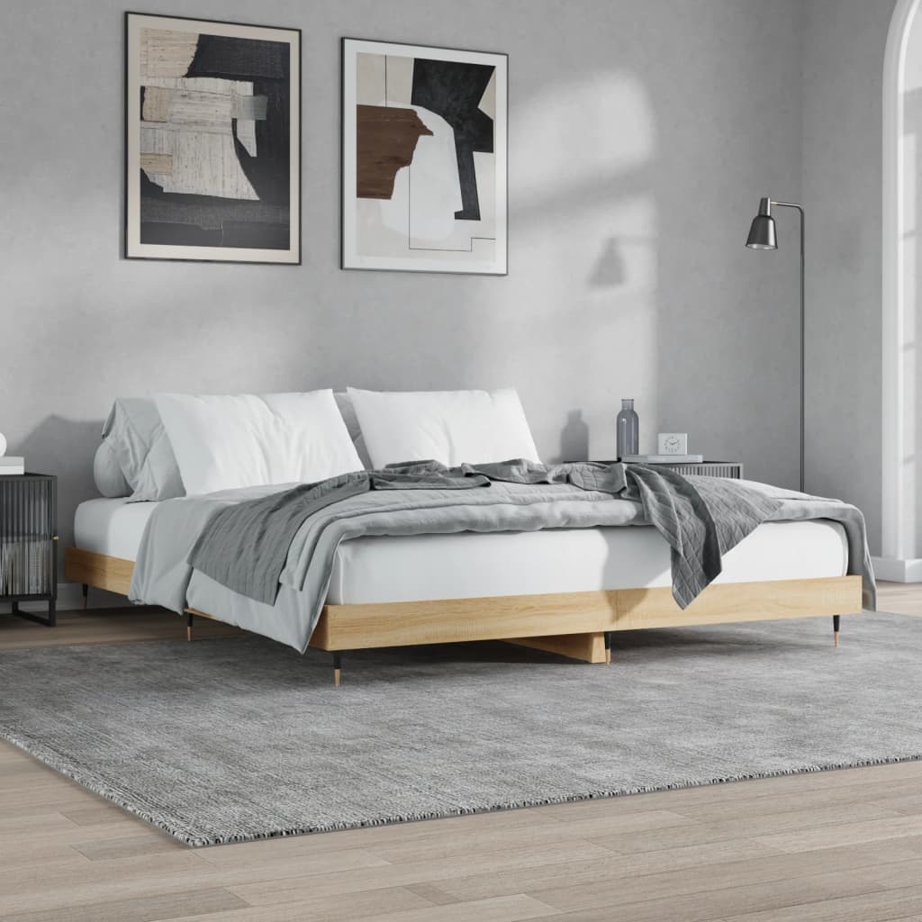vida XL Bettgestell Sonoma-Eiche 140x 200 cm Holzwerkstoff
