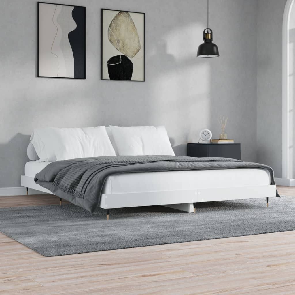 vidaXL Bedframe LED massief hout wit 120x200 cm afbeelding