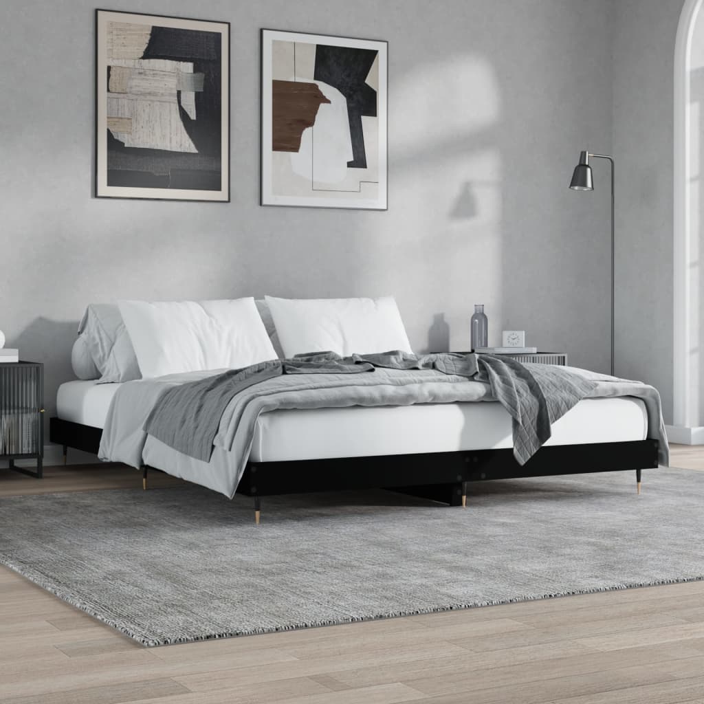 vidaXL Cadre de lit noir 120x200 cm bois d'ingénierie