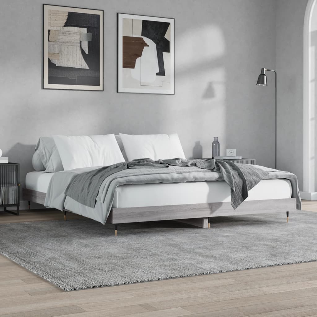vidaXL Cadru de pat, gri sonoma, 120x200 cm, lemn prelucrat