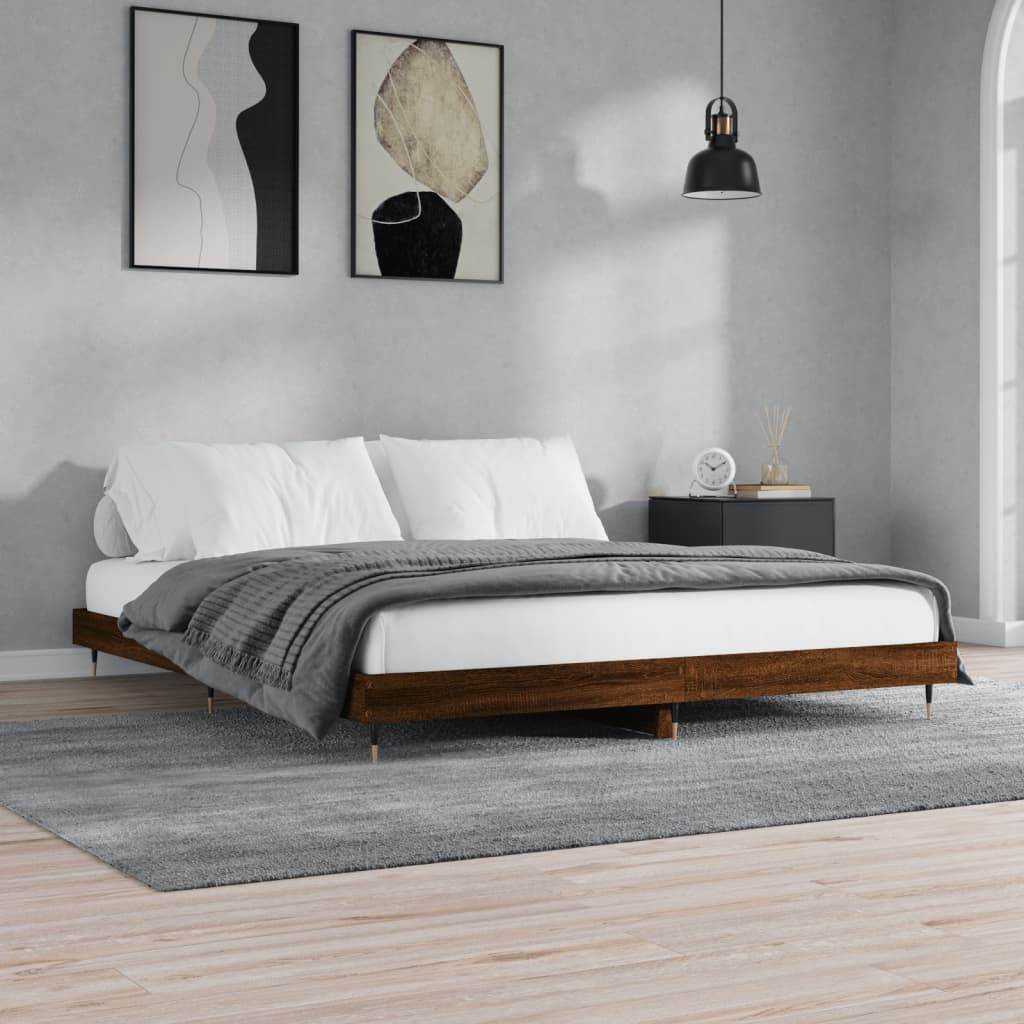 vidaXL Bedframe zonder matras bewerkt hout bruin eikenkleur 120x200 cm, foto 4