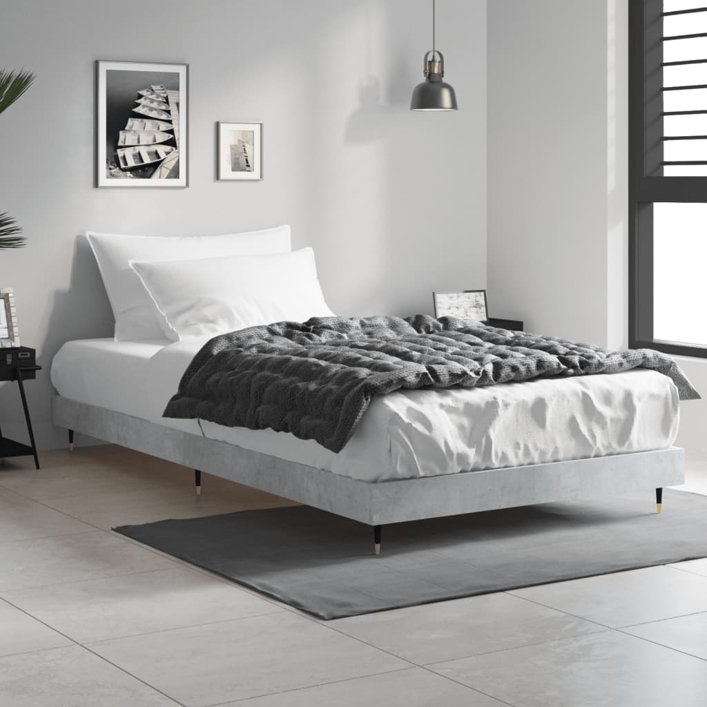vidaXL Bedframe bewerkt hout betongrijs 100x200 cm afbeelding