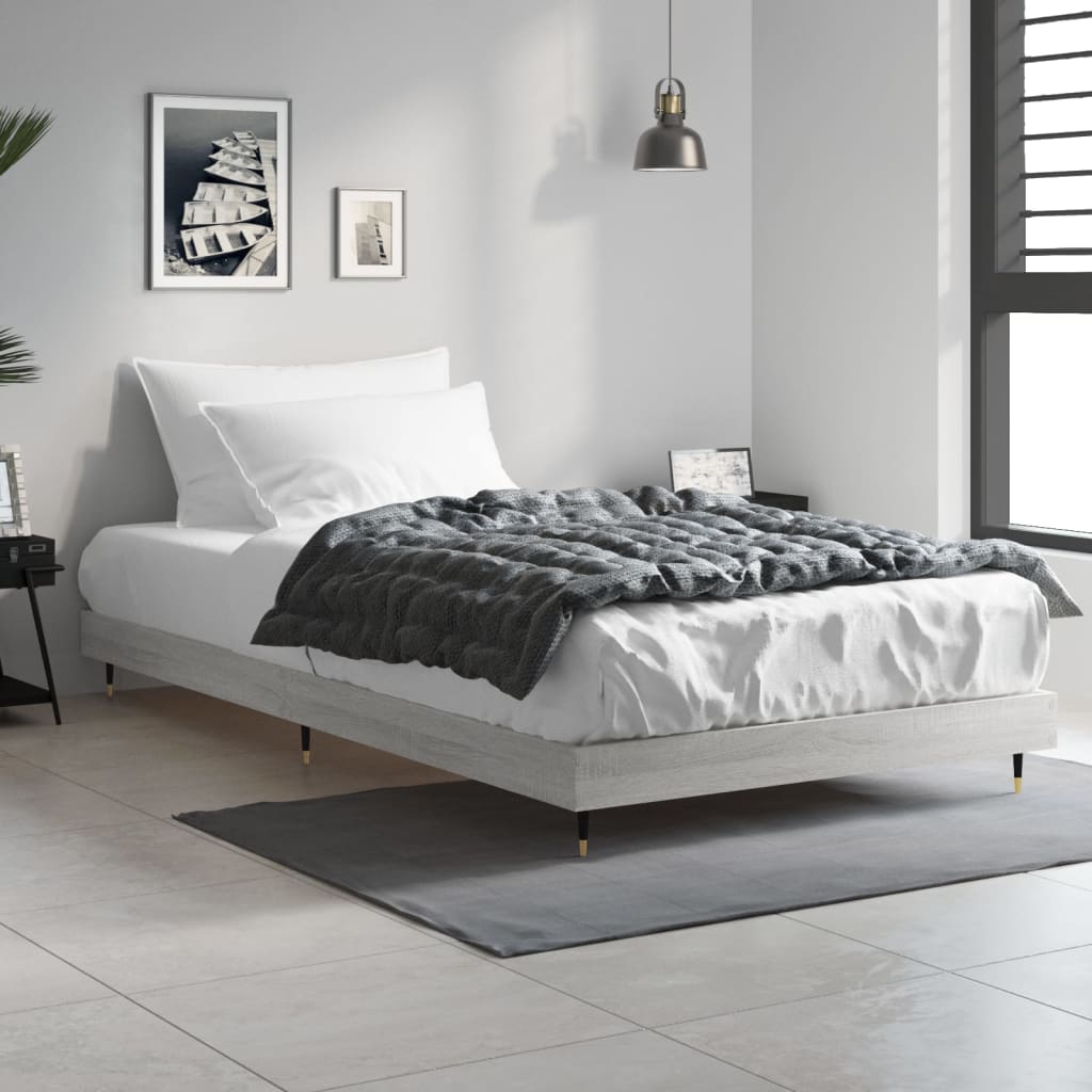 vidaXL Bedframe bewerkt hout grijs sonoma eikenkleurig 100x200 cm afbeelding