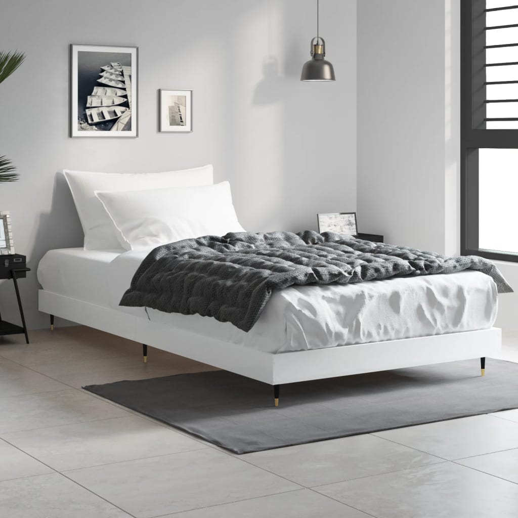 vidaXL Bedframe bewerkt hout wit 90x200 cm afbeelding