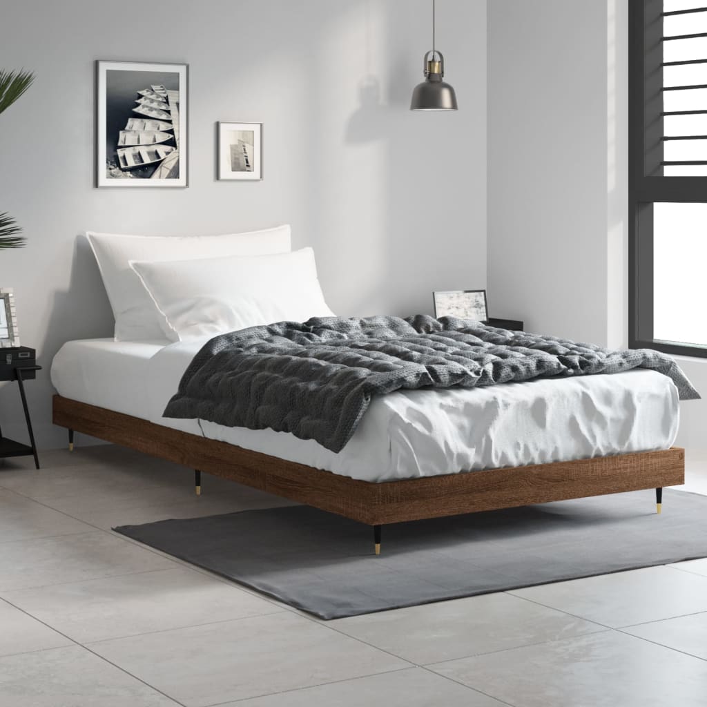 vidaXL Bedframe zonder matras bewerkt hout bruin eikenkleur 90x200 cm afbeelding