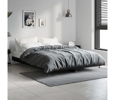 vidaXL Lovos rėmas, juodos spalvos, 140x190cm, apdirbta mediena