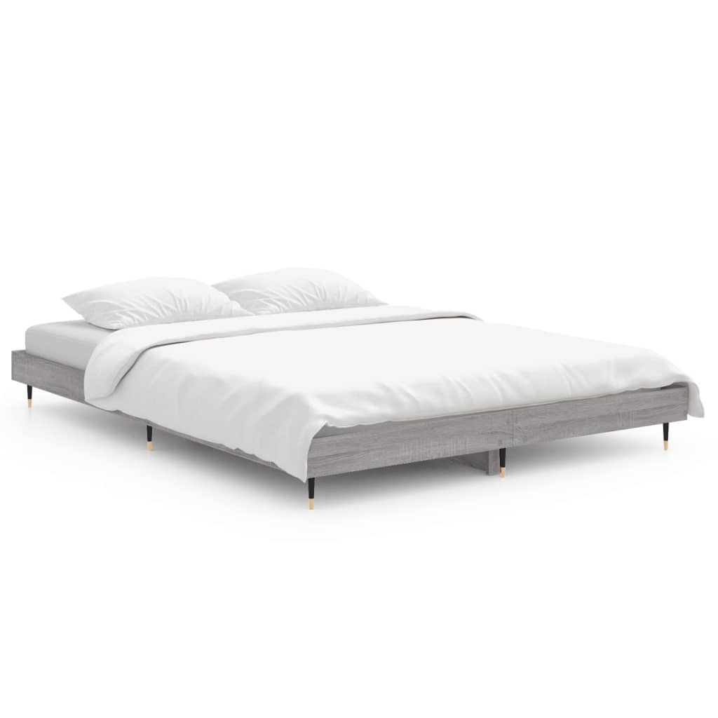 vidaXL Bedframe bewerkt hout grijs sonoma eikenkleurig 140x190 cm