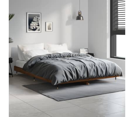 vidaXL Lovos rėmas be čiužinio, dūminis, 140x190cm, apdirbta mediena