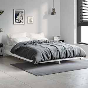 Rám postele bílý s vysokým leskem 135 x 190 cm kompozitní dřevo - obrázek 4