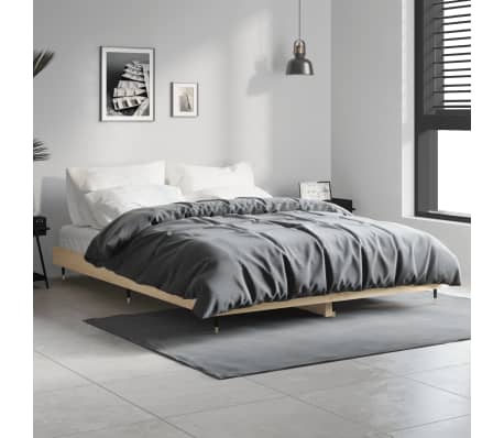 vidaXL Bed Frame without Mattress Sonoma Oak 135x190 cm Double Engineered Wood