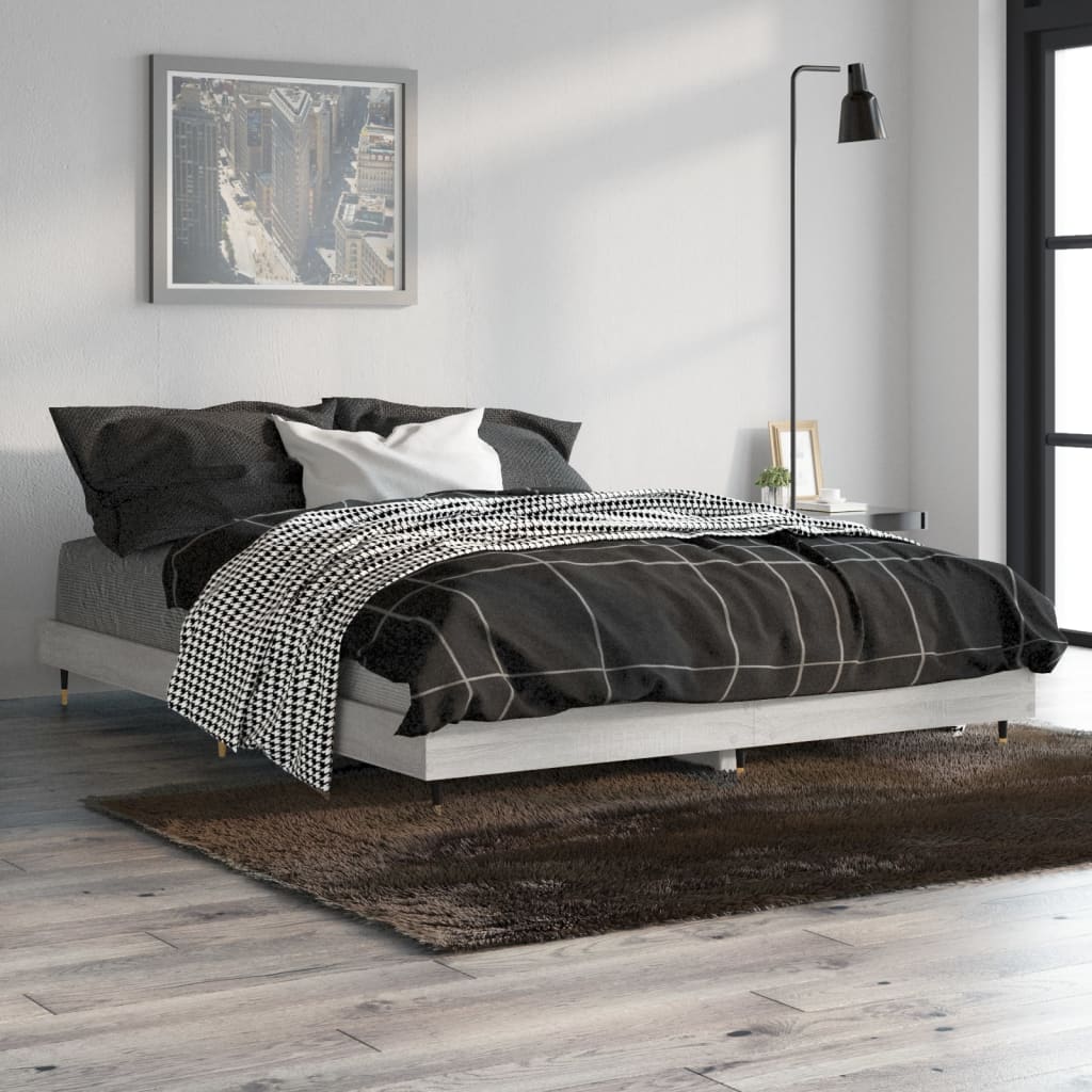 Rám postele šedý sonoma 135 x 190 cm kompozitní dřevo