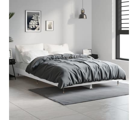 vidaXL Cadre de lit sans matelas blanc brillant 120x190 cm