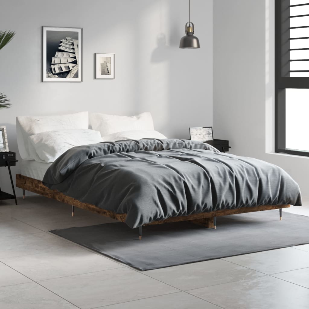 vidaXL Bedframe zonder matras hout gerookt eikenkleurig 120x190 cm afbeelding