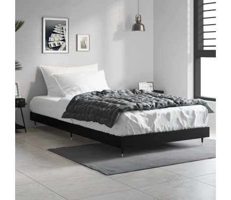 vidaXL Lovos rėmas, juodos spalvos, 90x190cm, apdirbta mediena