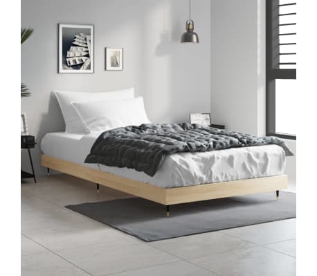 vidaXL Lovos rėmas be čiužinio, sonoma, 90x190cm, apdirbta mediena