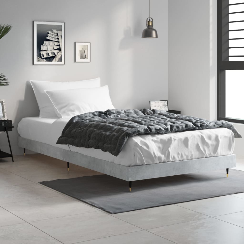 vidaXL Bedframe bewerkt hout betongrijs 90x190 cm afbeelding