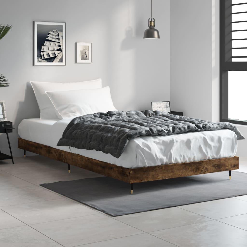 vidaXL Bedframe zonder matras hout gerookt eikenkleurig 90x190 cm afbeelding