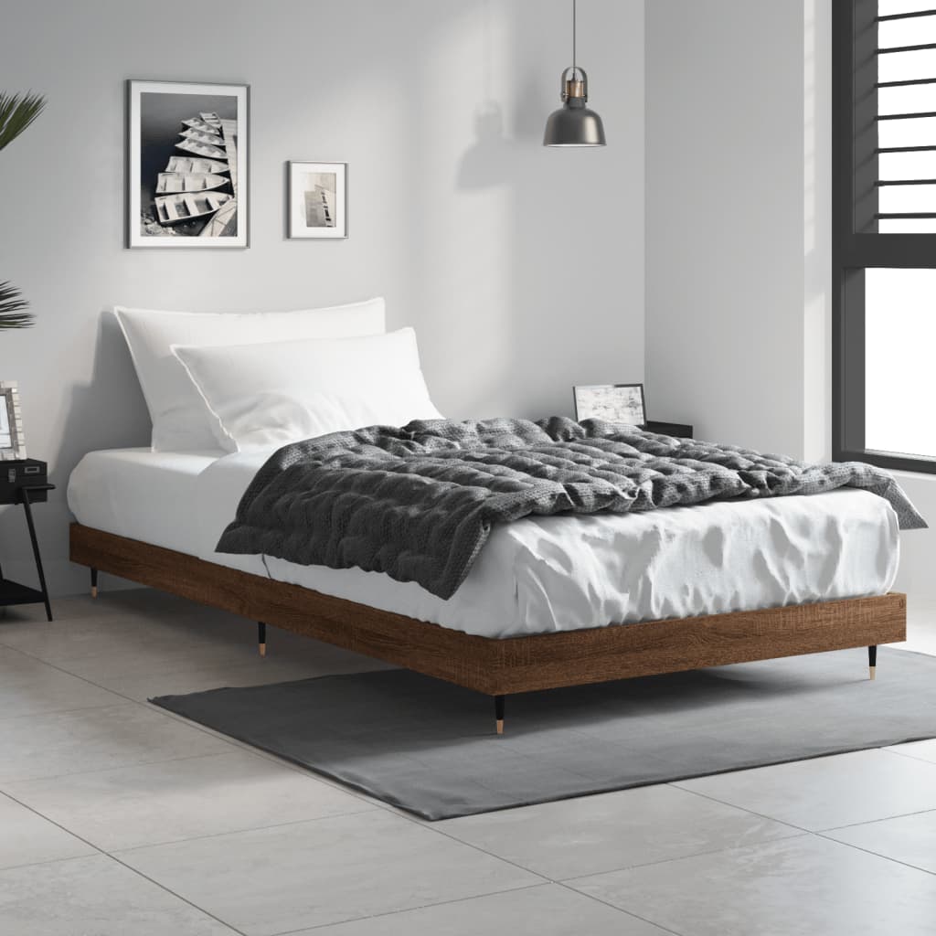 vidaXL Bedframe zonder matras bewerkt hout bruin eikenkleur 90x190 cm afbeelding