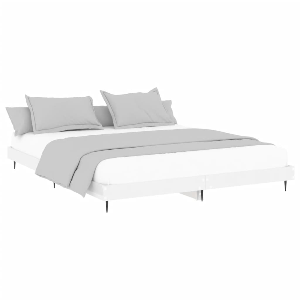vidaXL Bedframe bewerkt hout hoogglans wit 200x200 cm afbeelding
