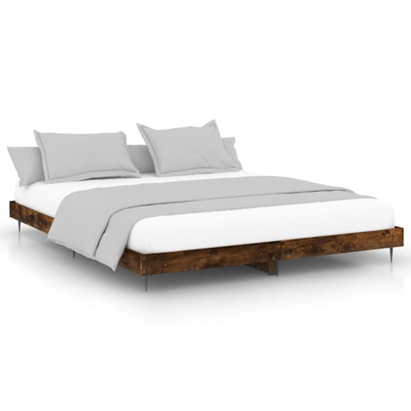 vidaXL voodiraam ilma madratsita suitsutatud tamm 200x200 cm tehispuit