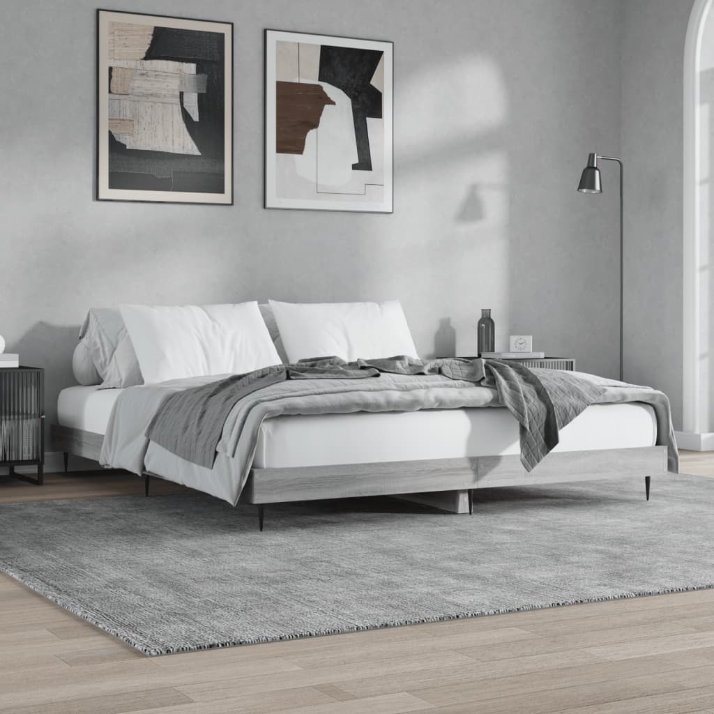Cadru de pat, gri sonoma, 200x200 cm, lemn prelucrat