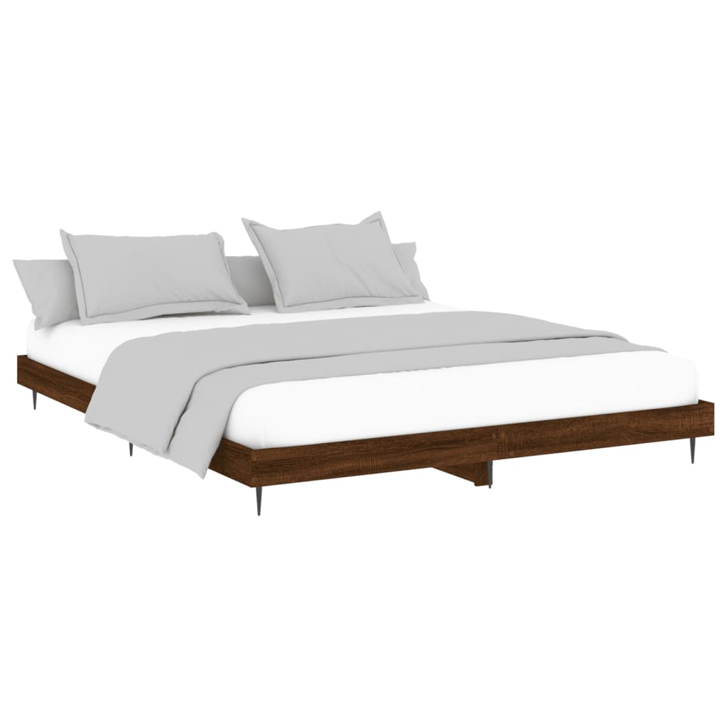 vidaXL Bedframe zonder matras 200x200 cm spaanplaat bruin eikenkleurig afbeelding