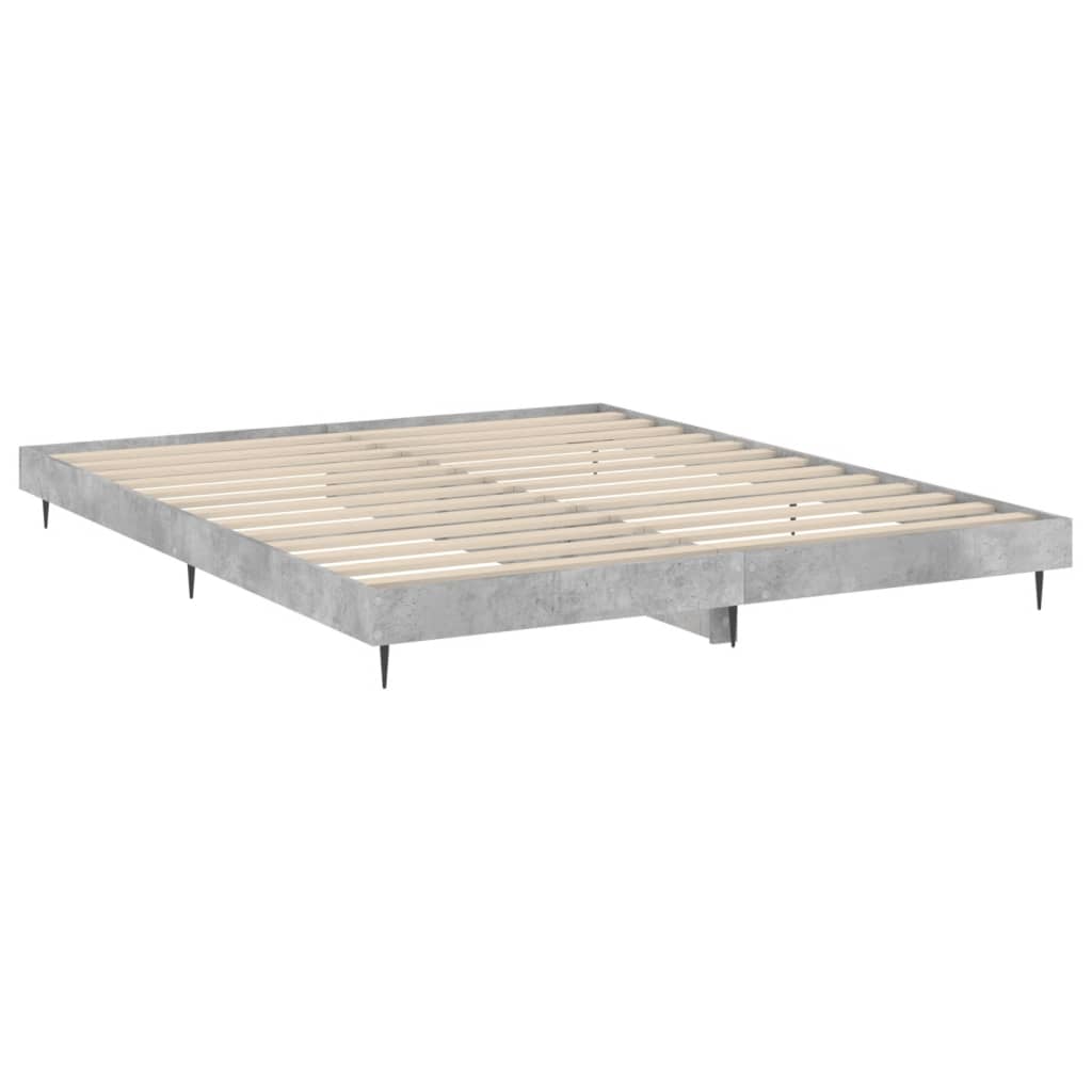 Cadru de pat, gri beton, 180x200 cm, lemn prelucrat