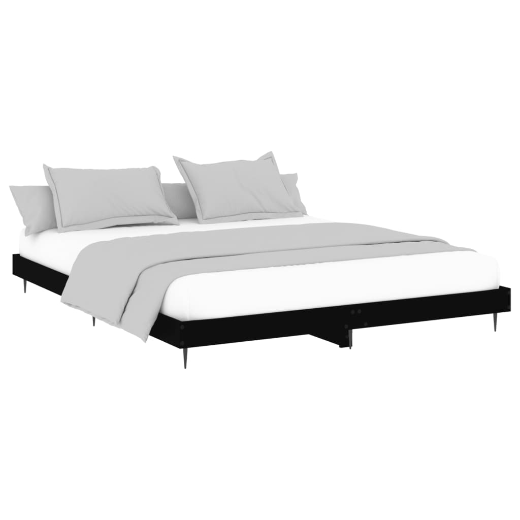 vidaXL Bedframe zonder matras 160x200 cm spaanplaat zwart afbeelding