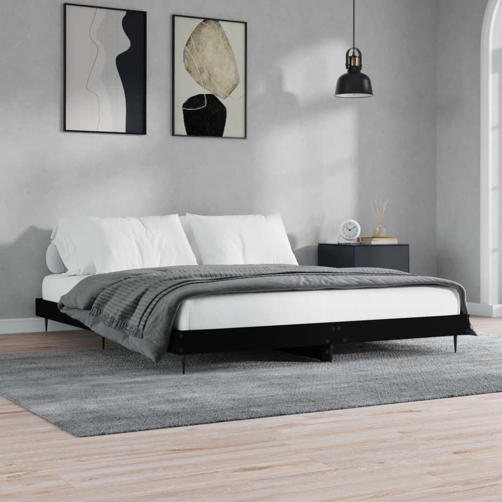 vidaXL Cadru de pat, negru, 160x200 cm, lemn prelucrat