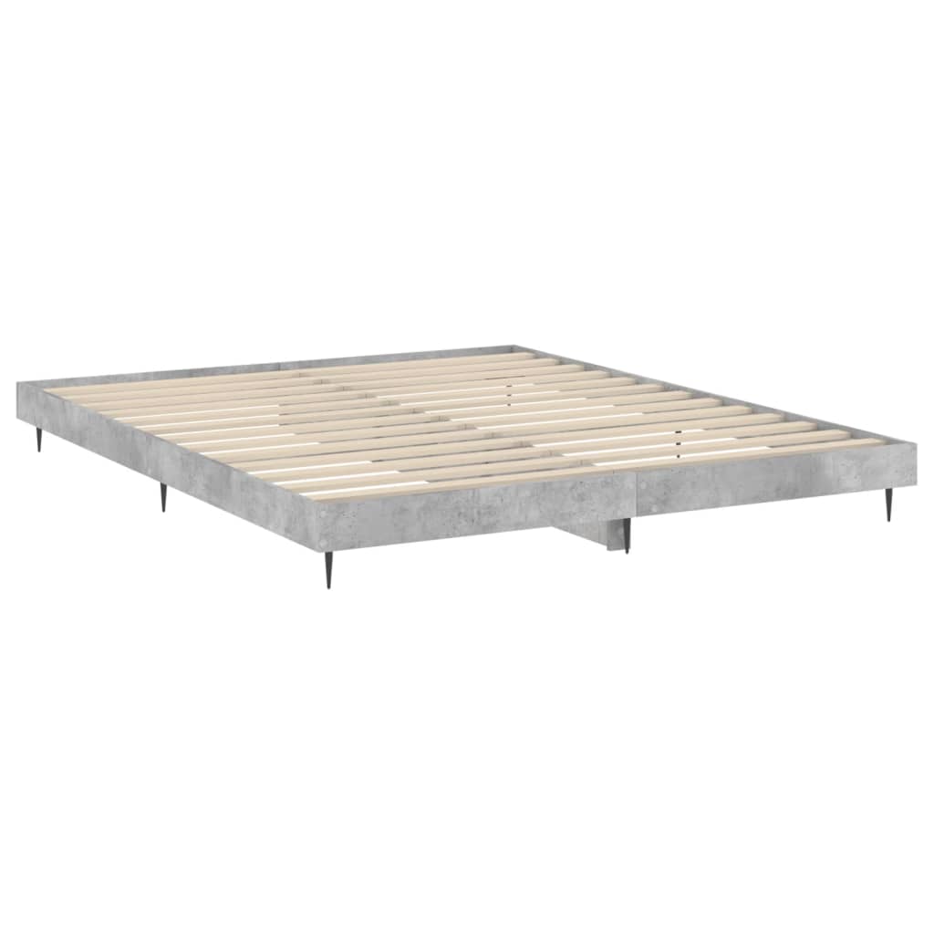 betonszürke szerelt fa ágykeret 160 x 200 cm