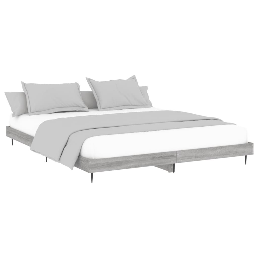 vidaXL Bedframe zonder matras 160x200 cm spaanplaat grijs Sonoma afbeelding