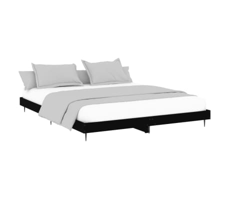 vidaXL Cadre de lit sans matelas noir 140x200 cm bois d'ing&eacute;nierie