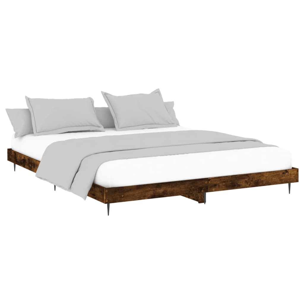 vidaXL Bed Frame without Mattress Smoked Oak 140x200 cm Engineered Wood