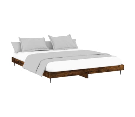 vidaXL Bed Frame without Mattress Smoked Oak 140x200 cm Engineered Wood