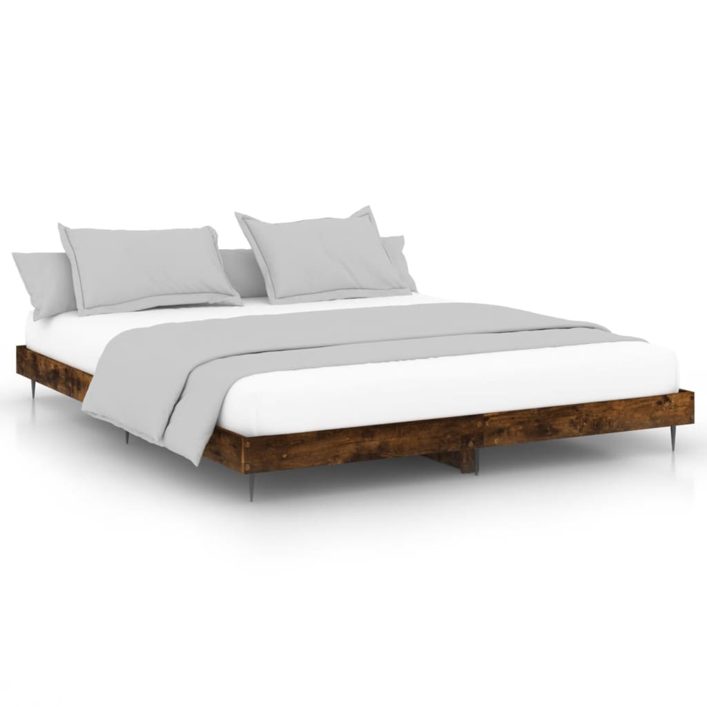 vidaXL Bedframe bewerkt hout gerookt eikenkleurig 120x200 cm