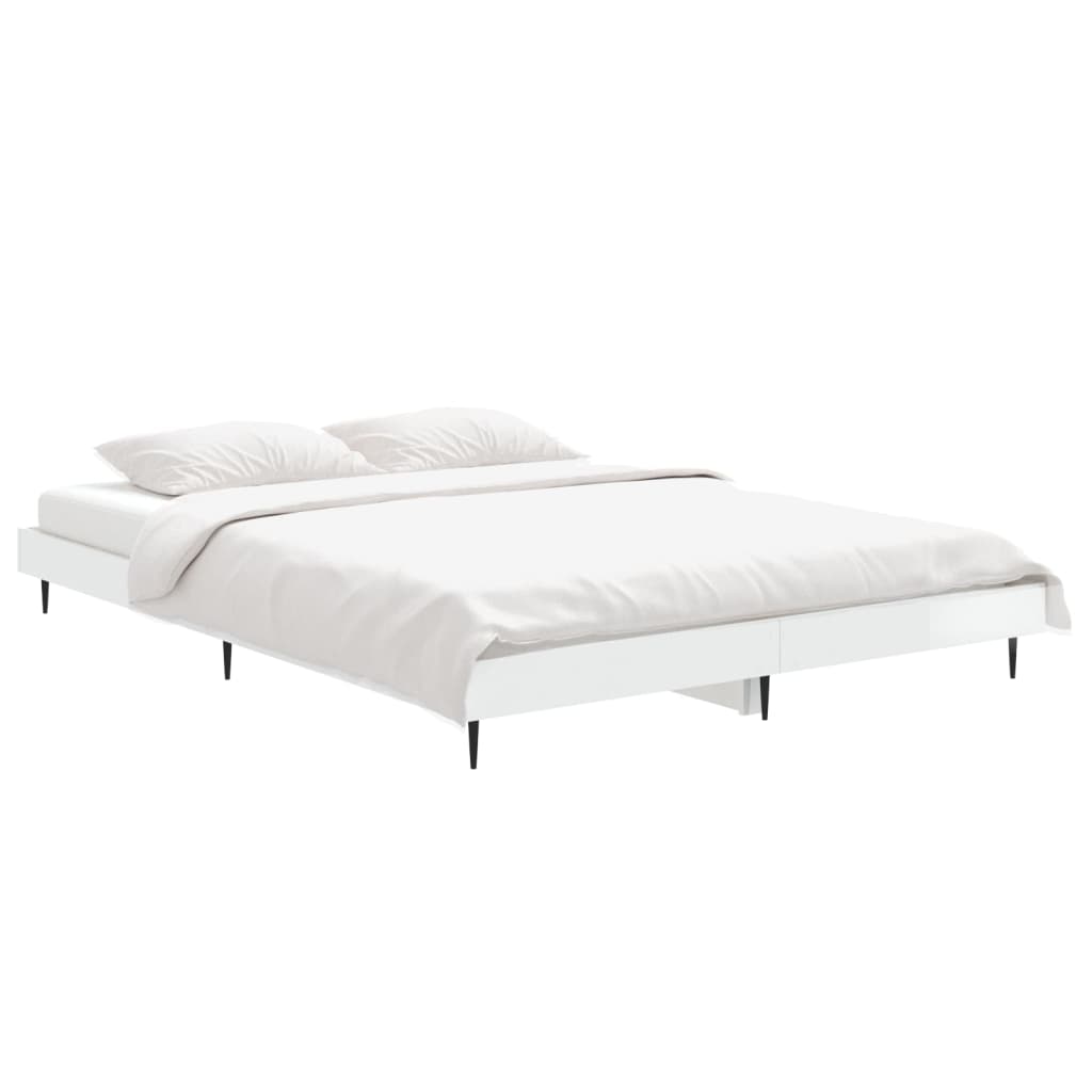 vidaXL Bedframe bewerkt hout hoogglans wit 140x190 cm afbeelding