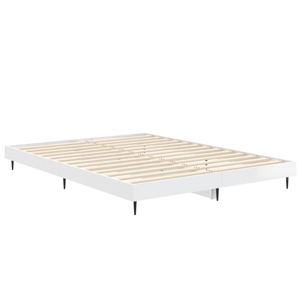 Rám postele bílý s vysokým leskem 140 x 190 cm kompozitní dřevo