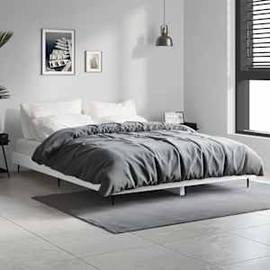 Rám postele bílý s vysokým leskem 140 x 190 cm kompozitní dřevo - obrázek 1