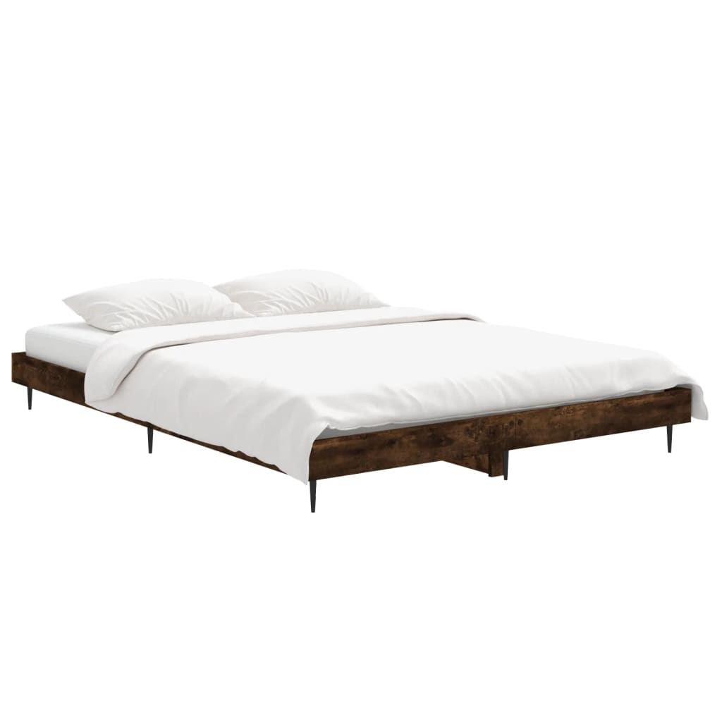 vidaXL Bedframe zonder matras hout gerookt eikenkleurig 140x190 cm afbeelding