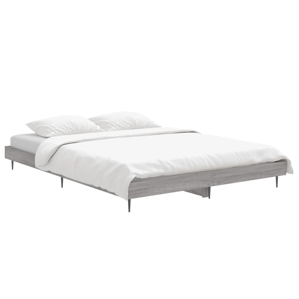 vidaXL Bedframe bewerkt hout grijs sonoma eikenkleurig 140x190 cm afbeelding