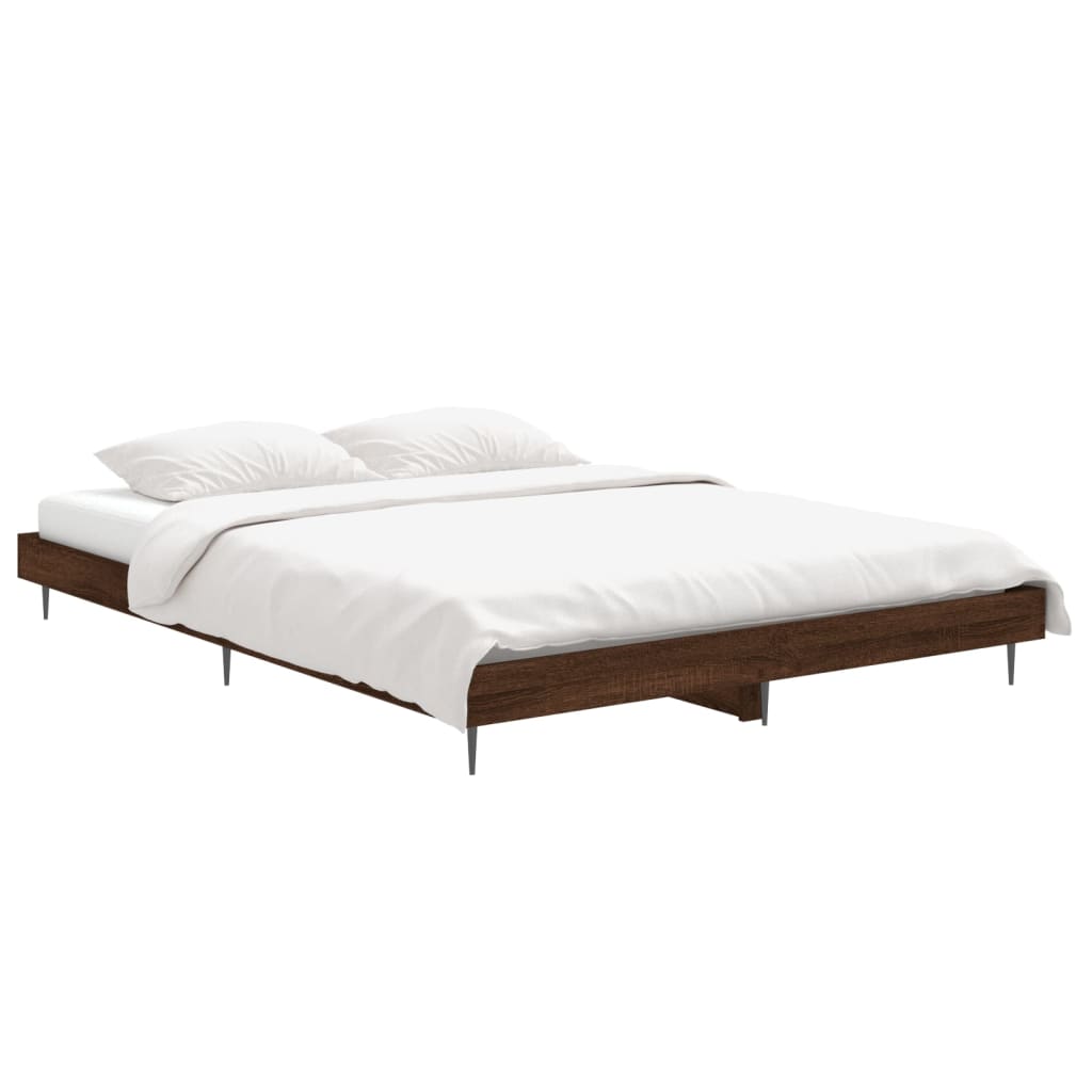 vidaXL Bedframe zonder matras bewerkt hout bruin eikenkleur 140x190 cm afbeelding