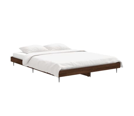 vidaXL Estructura de cama sin colch&oacute;n madera marr&oacute;n roble 140x190 cm