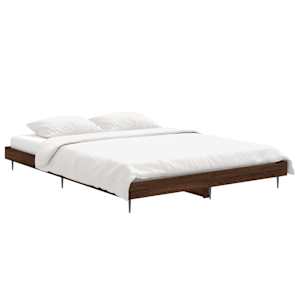 vidaXL Estructura de cama sin colch&oacute;n madera marr&oacute;n roble 140x190 cm
