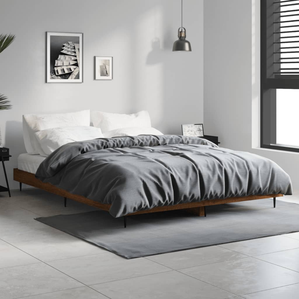 Rám postele hnědý dub 140 x 190 cm kompozitní dřevo