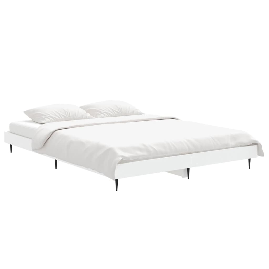 vidaXL Bedframe bewerkt hout wit 135x190 cm afbeelding